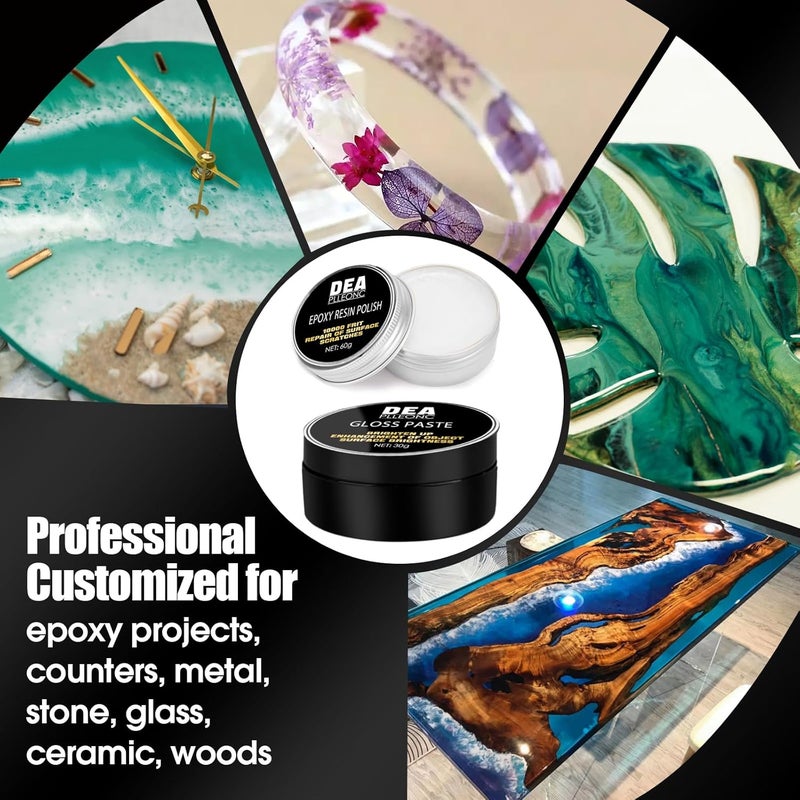 DEAPLLEONC Epoxy Resin Polishing Kit, Epoxy Resin Polishing Compound is Specially Formulated for High-Gloss Finishes, Removing Surface Scratches and Restoring The Luster - Image 2